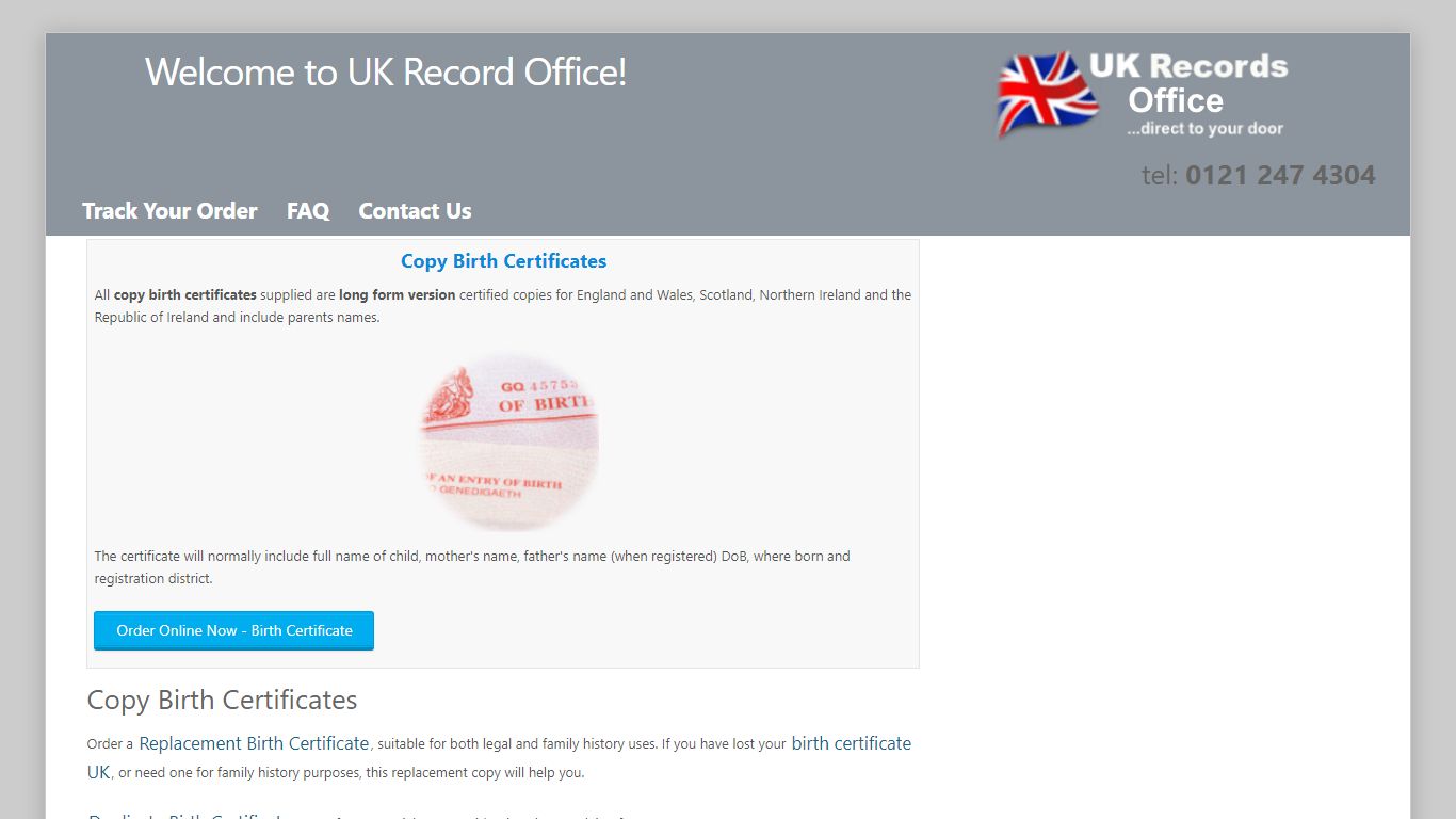 Copy Birth Certificates - UK Record Office - Obtain a copy birth ...