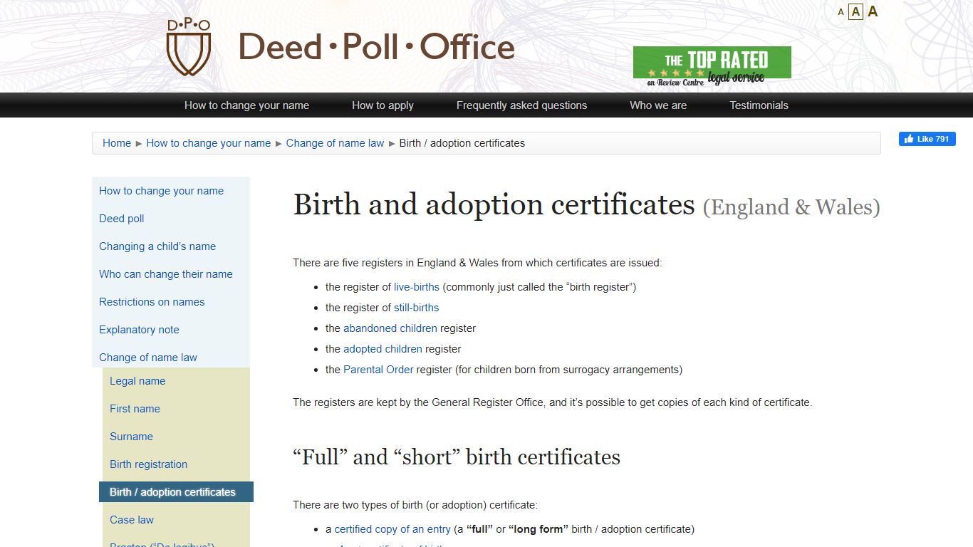 Birth and adoption certificates in England & Wales | D·P·O